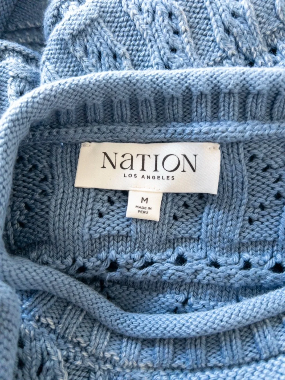 Nation LTD Lina Pointelle Sleeveless Sweater Vest Faded Denim Size M - Picture 7 of 10